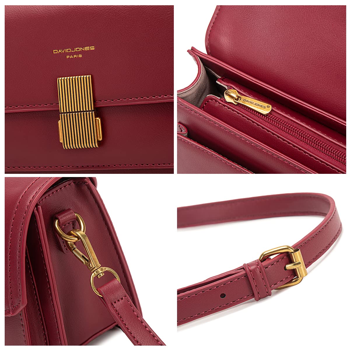 Petit sac bandoulière rabat David Jones