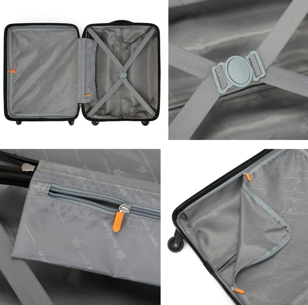 Valise Cabine Rigide - Bagage à Main Trolley 4 Roues TSA David Jones