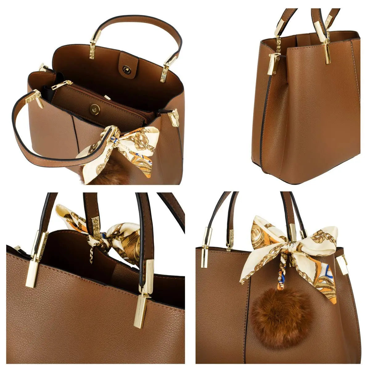 Sac à main femme tricolore pompon CRAZYCHIC