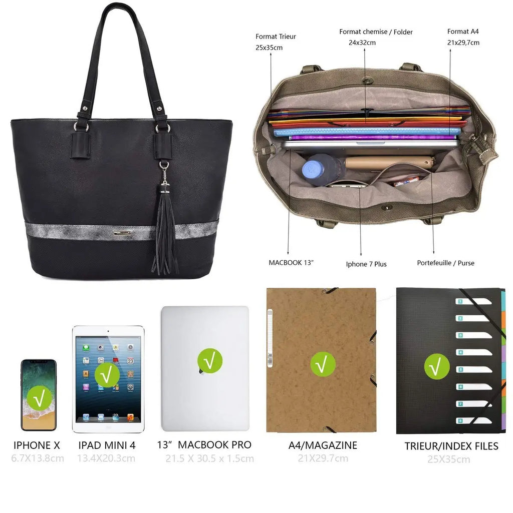 Sac à main grande capacité souple David Jones