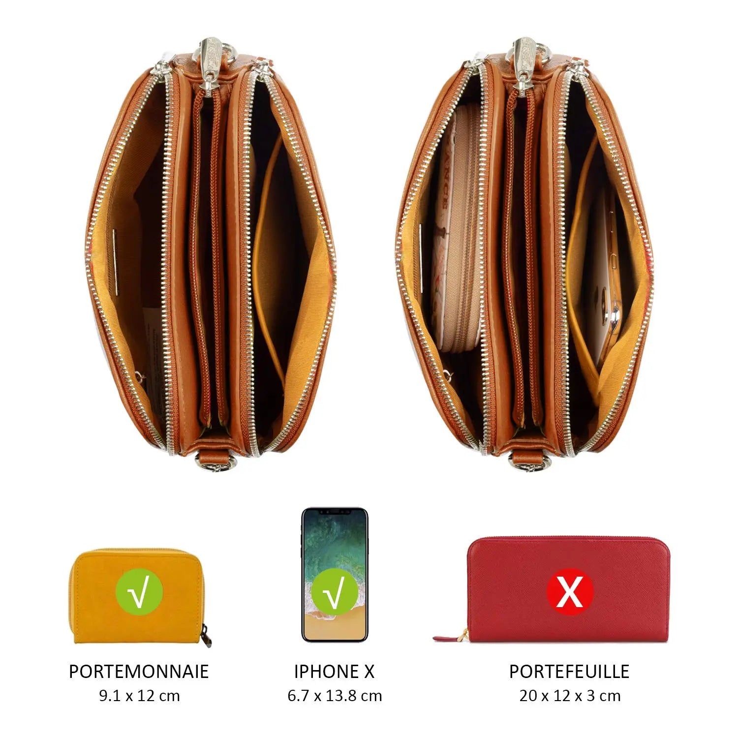 Sac bandoulière multipoche à 3 compartiments David Jones