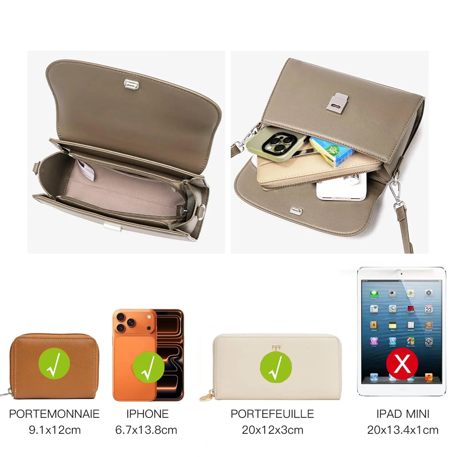 Sac bandoulière besace rabat David Jones