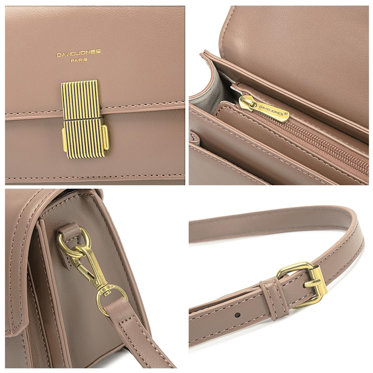 Petit sac bandoulière rabat David Jones