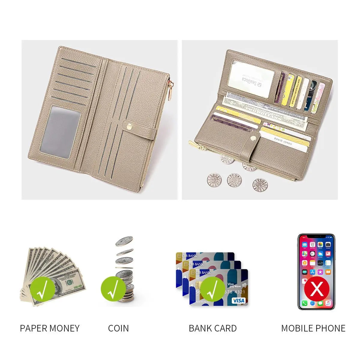 Portefeuille compagnon long David Jones