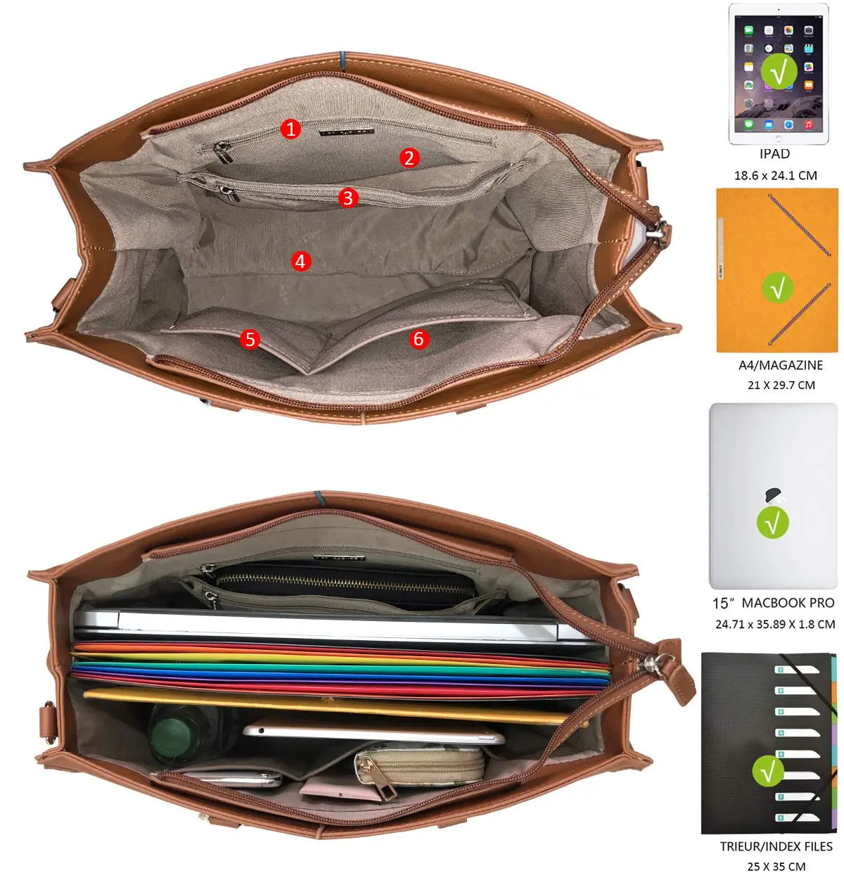 Grand sac à main cabas multiples David Jones