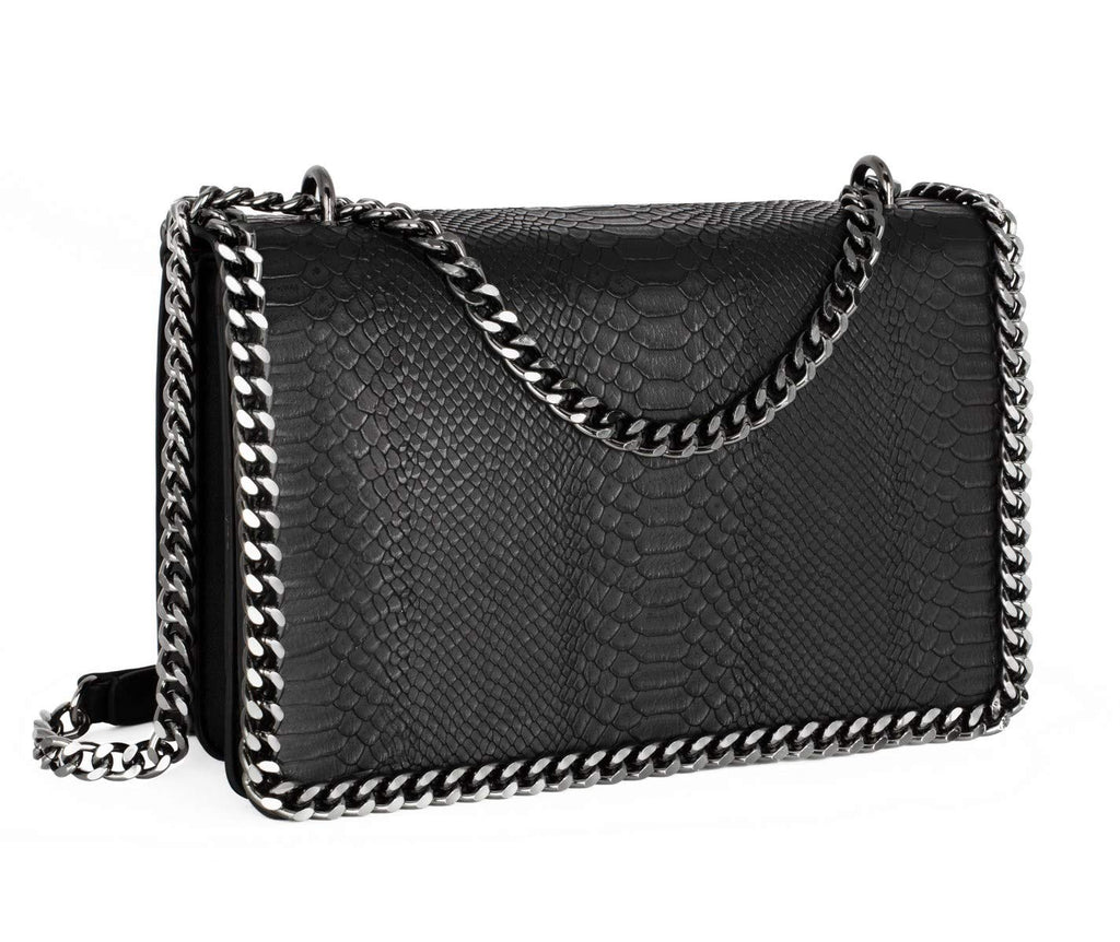 Sac bandoulière chaîne cuir serpent matelassé CRAZYCHIC