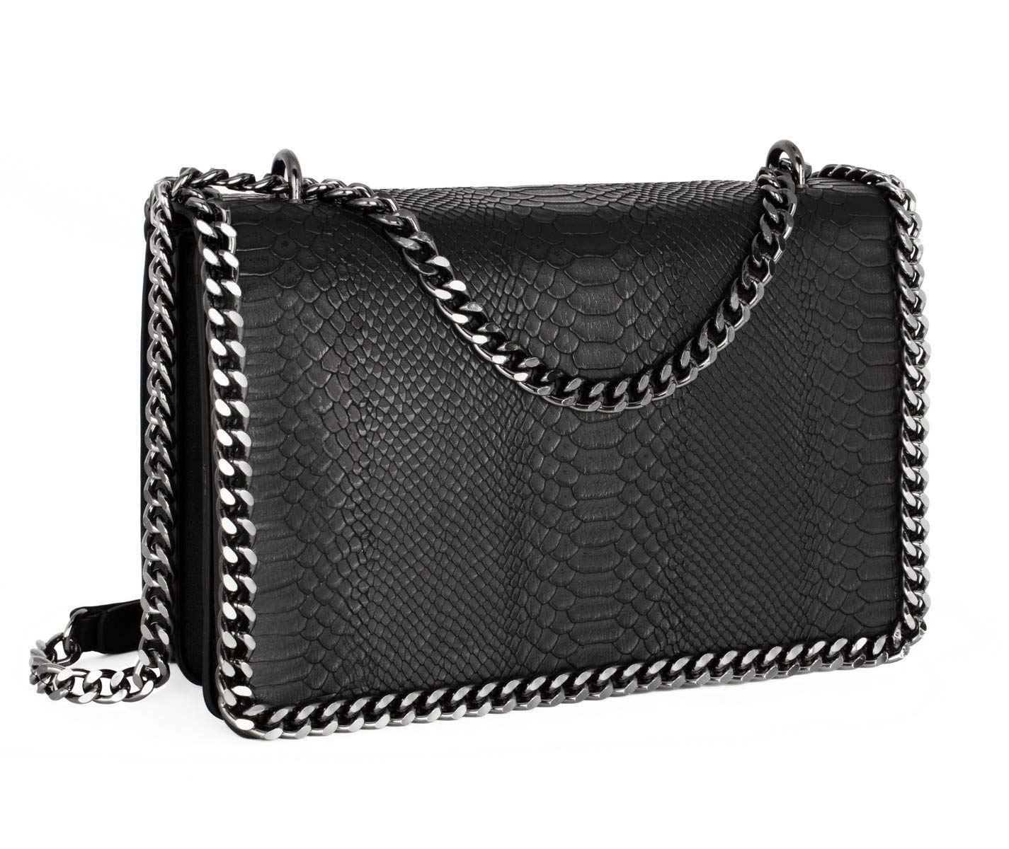Sac bandoulière chaîne cuir serpent matelassé CRAZYCHIC