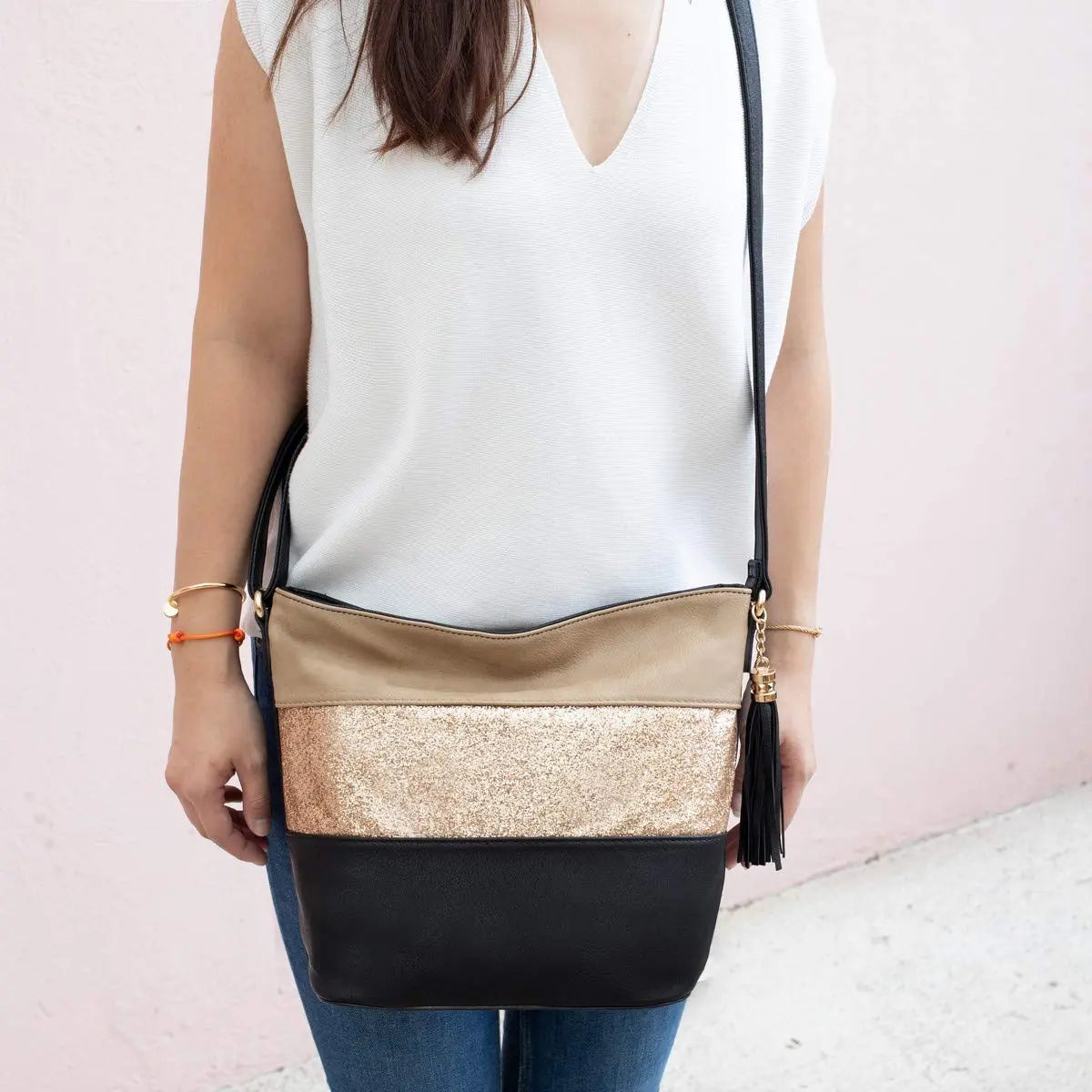 Sac bandoulière pailletté tricolore CRAZYCHIC