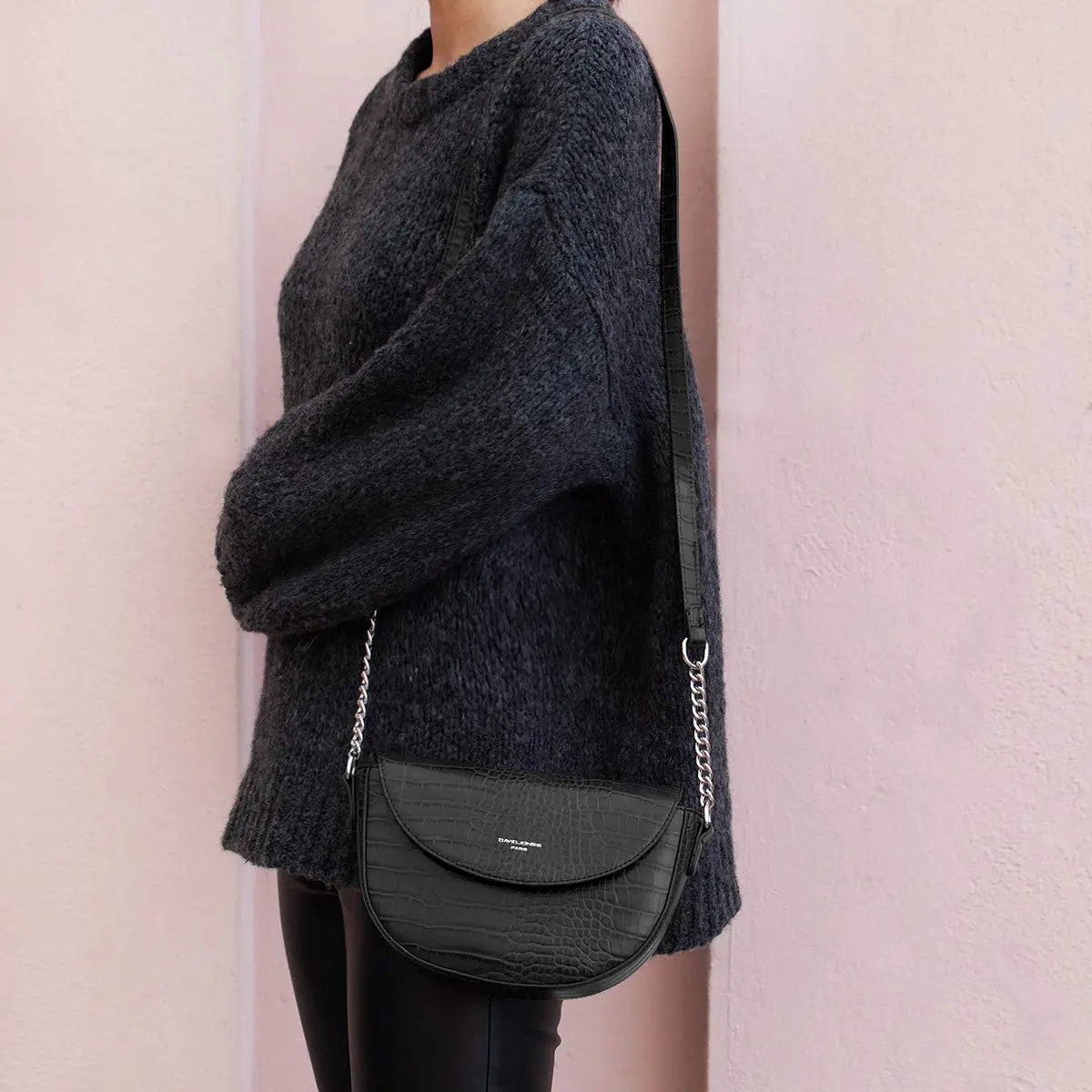 Petit sac bandoulière crocodile David Jones