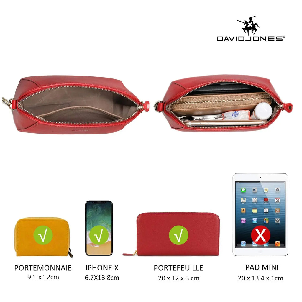 Petit sac bandoulière trapèze David Jones
