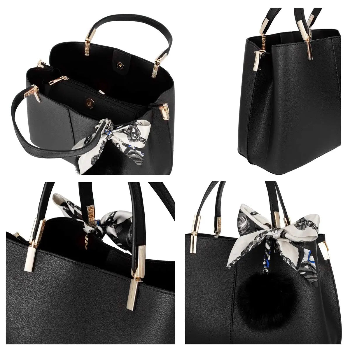 Sac à main femme tricolore pompon CRAZYCHIC