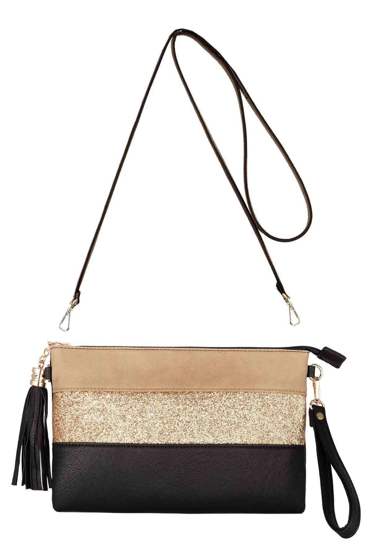 Sac bandoulière souple pailletté tricolore pompon CRAZYCHIC