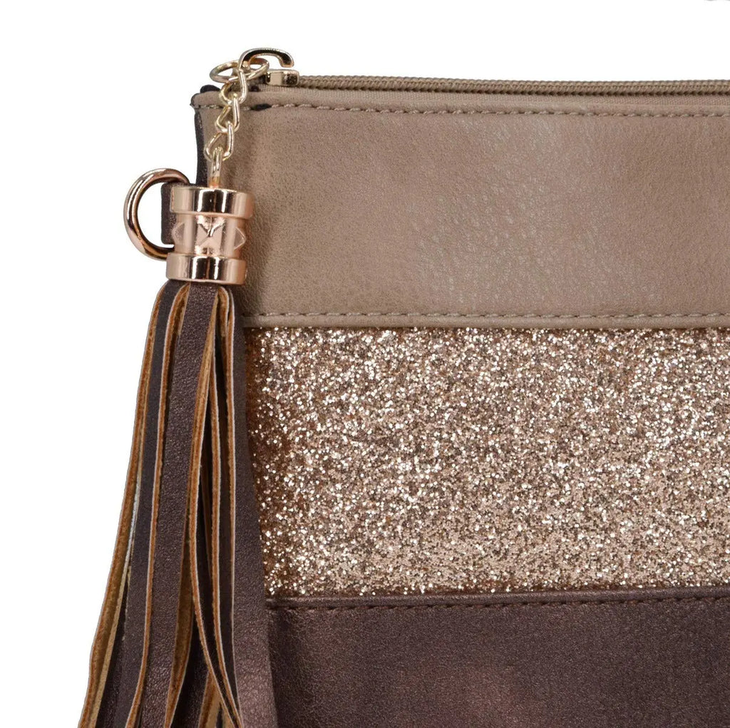 Sac bandoulière souple pailletté tricolore pompon CRAZYCHIC