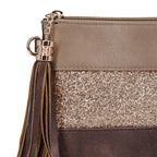 Sac bandoulière souple pailletté tricolore pompon CRAZYCHIC