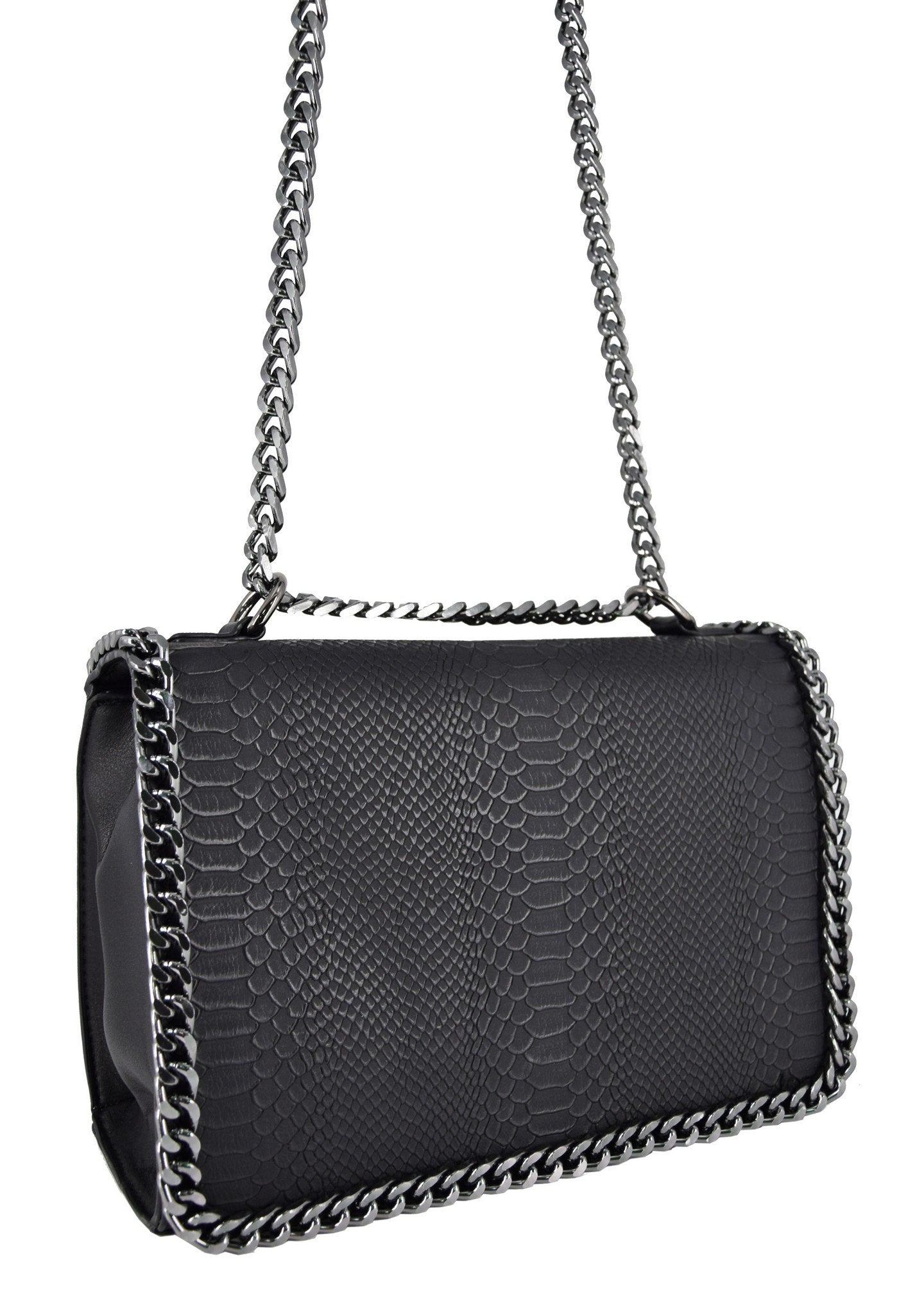 Sac bandoulière chaîne cuir serpent matelassé CRAZYCHIC