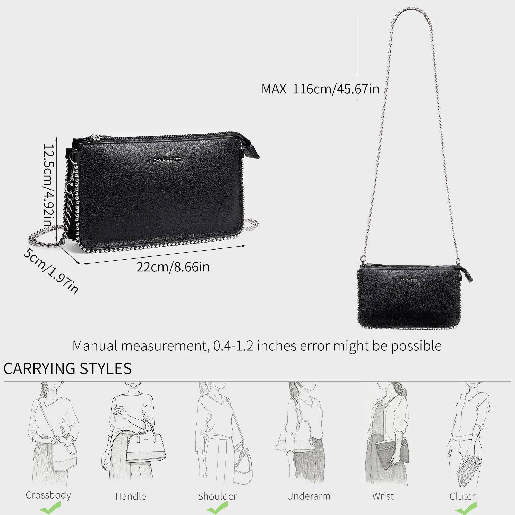 Petit sac bandoulière perle David Jones
