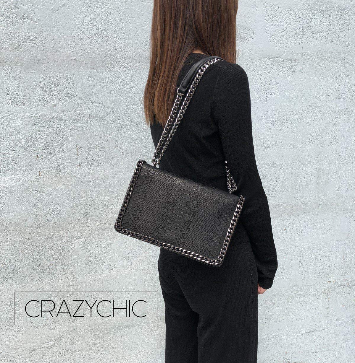 Sac bandoulière chaîne cuir serpent matelassé CRAZYCHIC