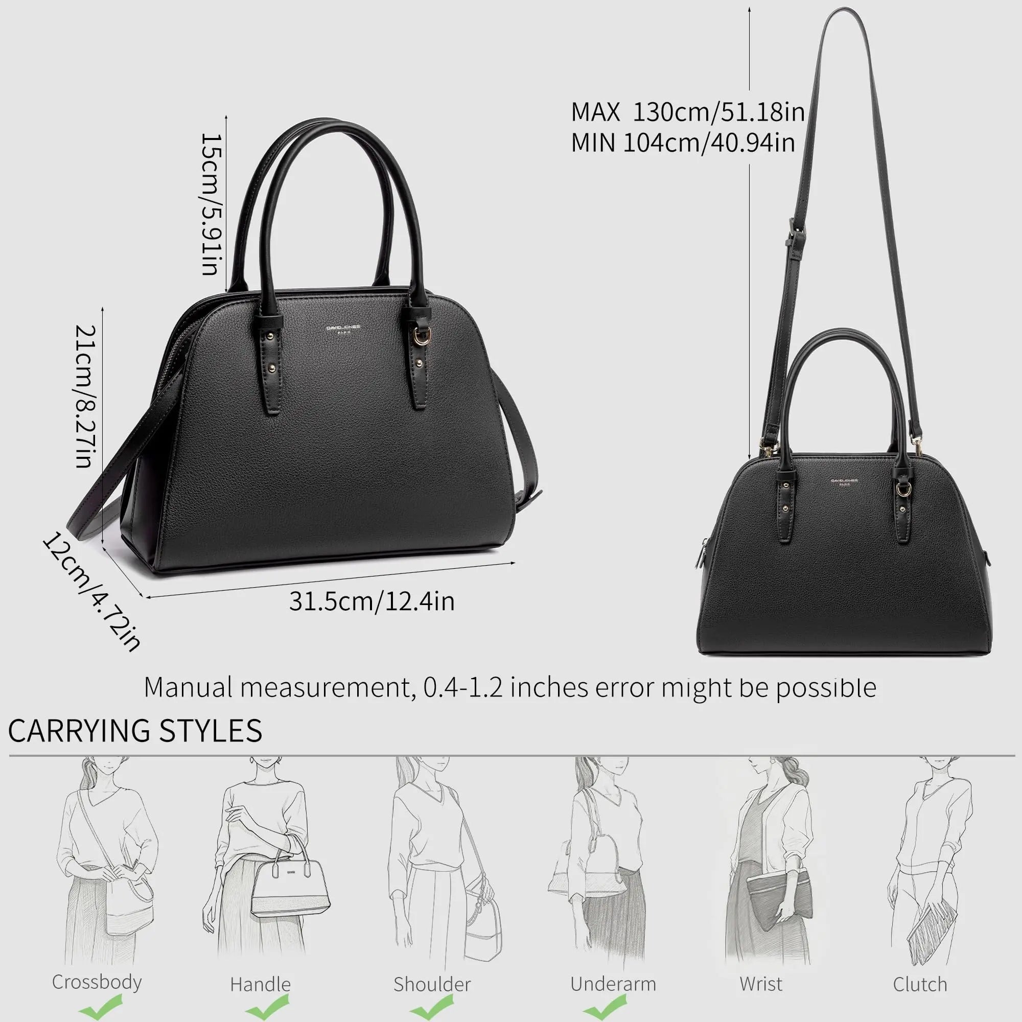Sac à Main cabas à 3 compartiments de taille moyenne David Jones