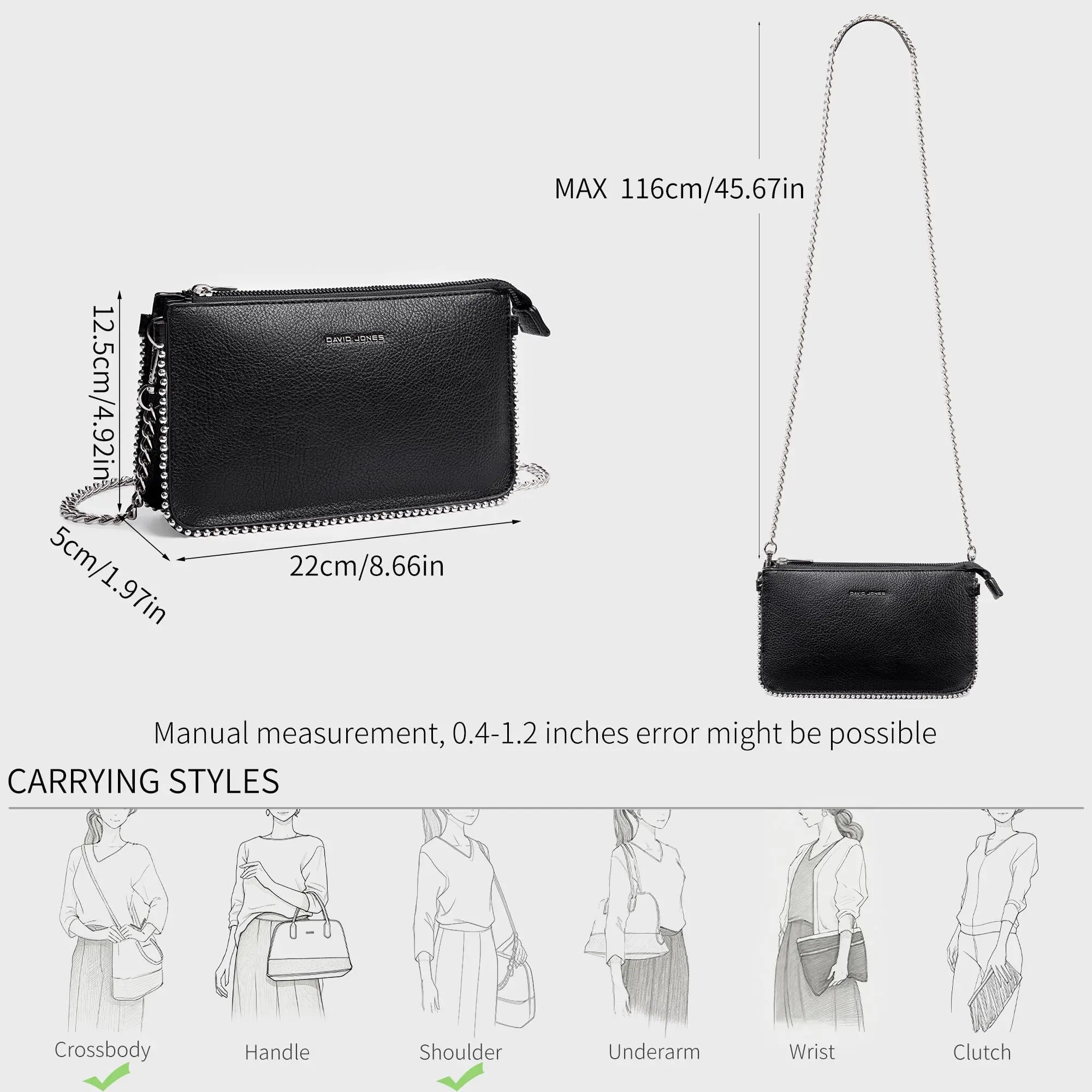 Petit sac bandoulière perle David Jones