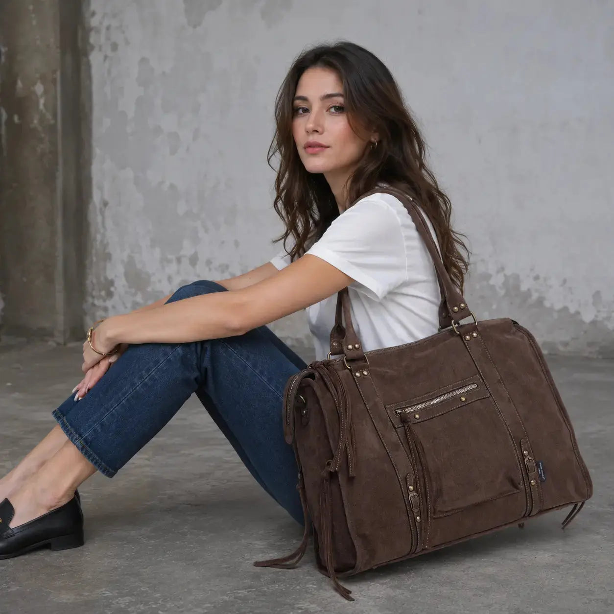 Grand Sac à Main Cabas XL Fourre-Tout Daim Suède David Jones