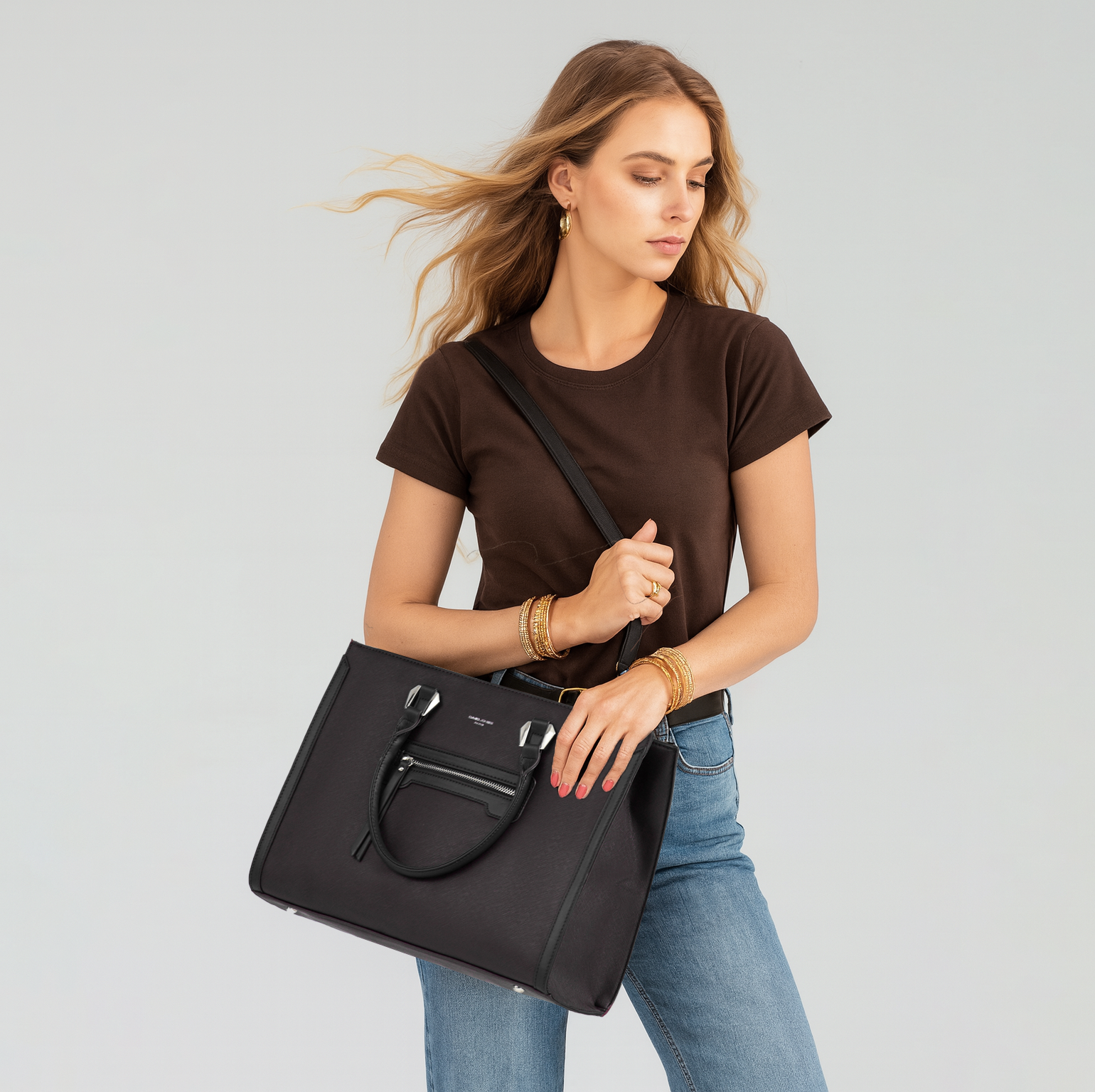 Grand sac à main cabas multiples David Jones