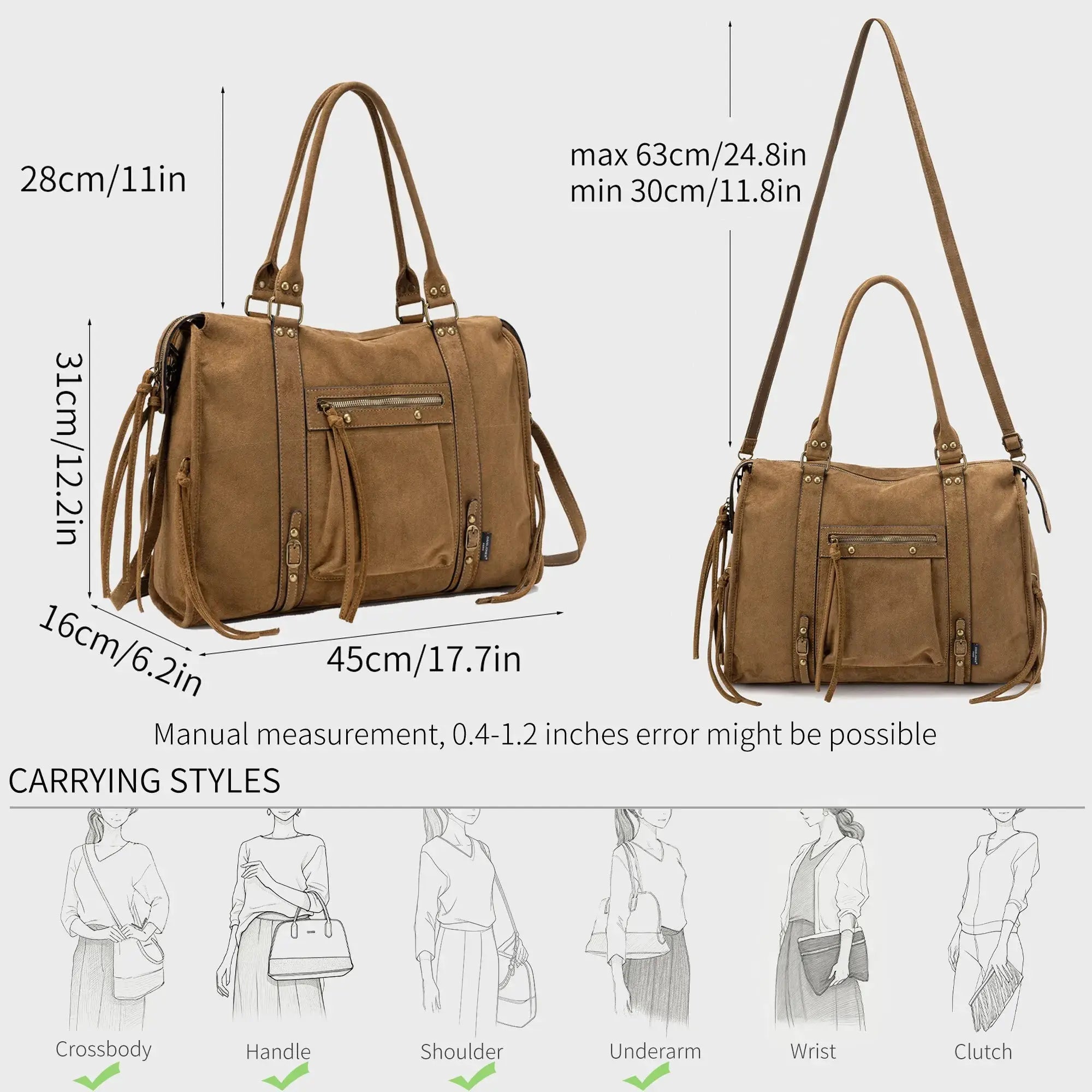 Grand Sac à Main Cabas XL Fourre-Tout Daim Suède David Jones