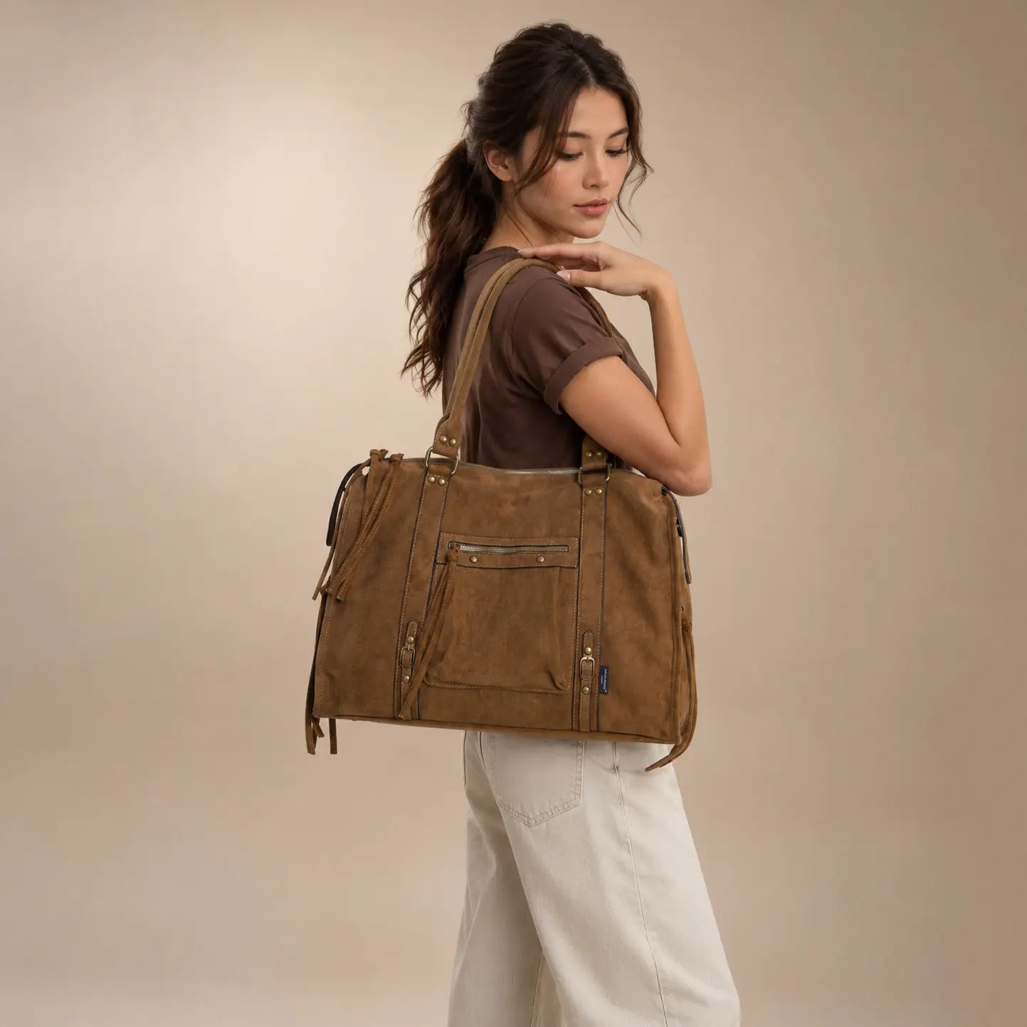 Grand Sac à Main Cabas XL Fourre-Tout Daim Suède David Jones