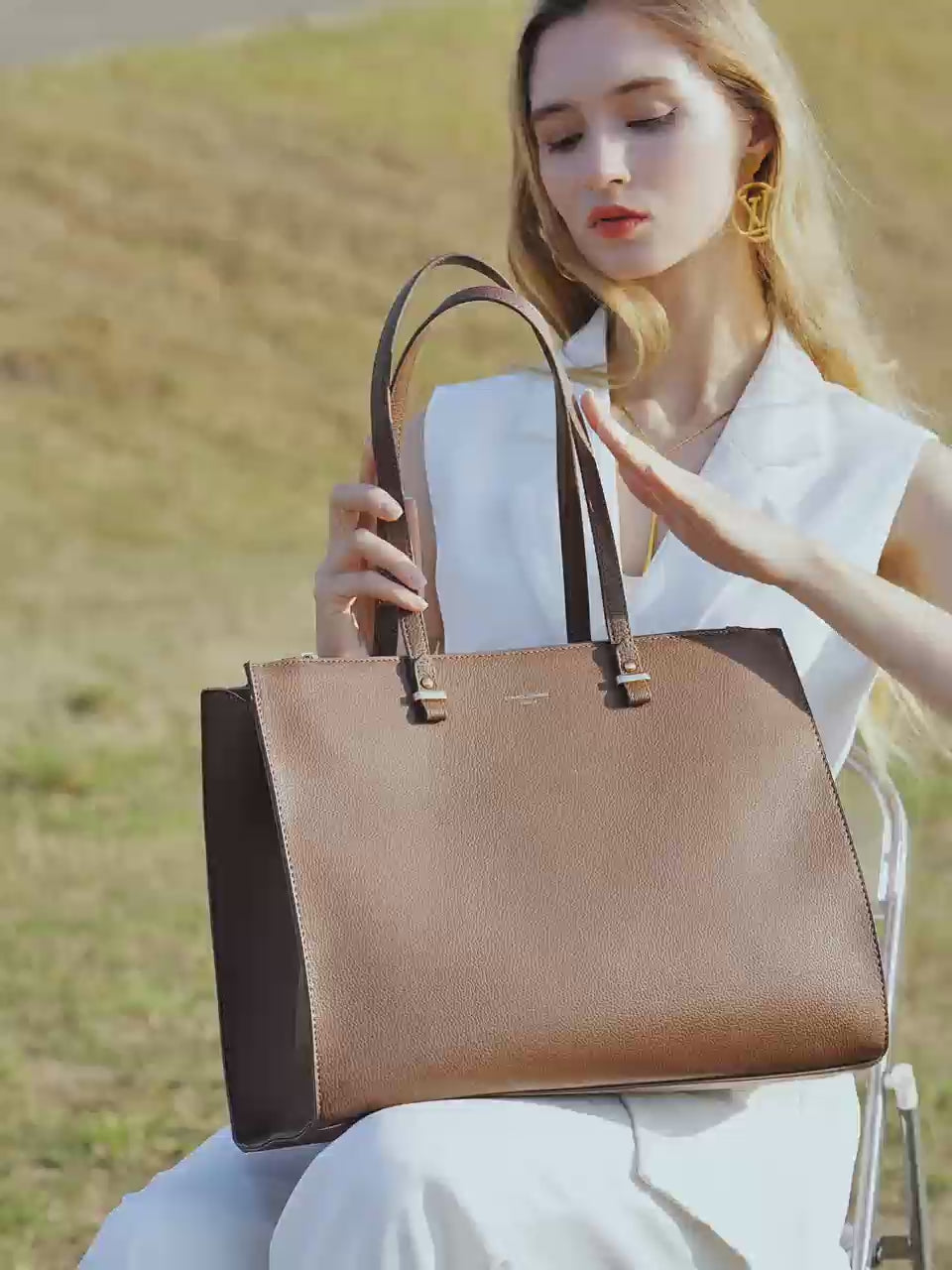 Grand sac cabas fourre-tout A4 longues anses